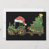 Christmas Tractor With Tree Farmer Farm Feestdagenkaart (Voorkant)