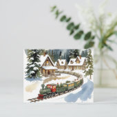 Christmas Train Around Cozy Chalet Village Briefkaart (Staand voorkant)