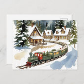 Christmas Train Around Cozy Chalet Village Briefkaart (Voorkant / Achterkant)
