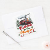 Christmas Train Believe Magic Holiday Vierkante Sticker (Envelop)