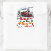 Christmas Train Believe Magic Holiday Vierkante Sticker (Tas)