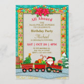 Christmas Train Birthday - All Aboard Kids Party Kaart (Voorkant)