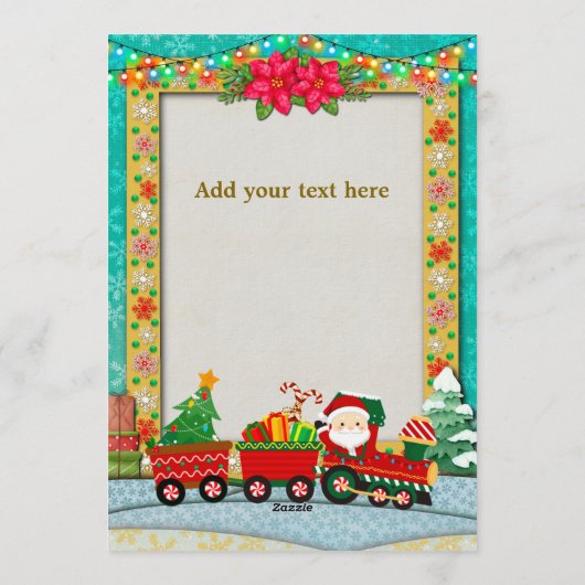 Christmas Train Birthday - All Aboard Kids Party Kaart (Achterkant)