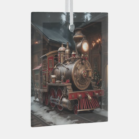 Christmas Train Glas Ornament (Voorkant Rechts)