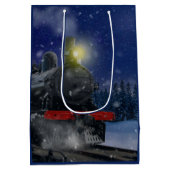 Christmas Train in the snow      Medium Cadeauzakje (Achterkant)