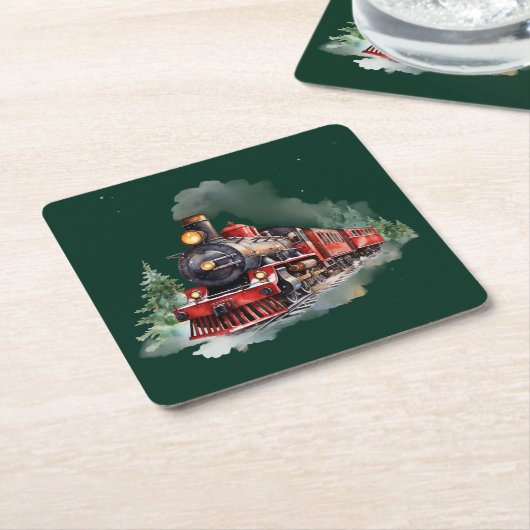 Christmas Train Kartonnen Onderzetters (Schuin)