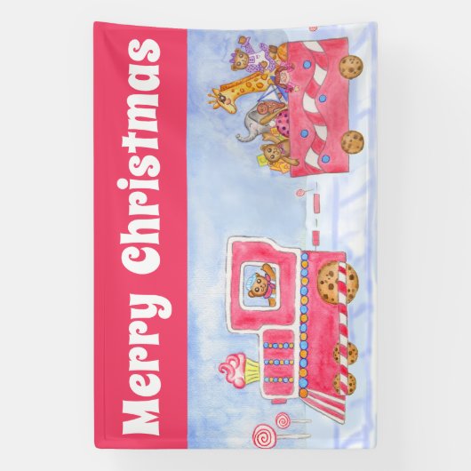 Christmas Train Party Banner Decoration  (Verticaal)