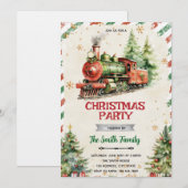 Christmas Train party Invitation Kaart (Voorkant / Achterkant)