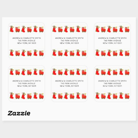 Christmas Train Vierkante Sticker (Vel)