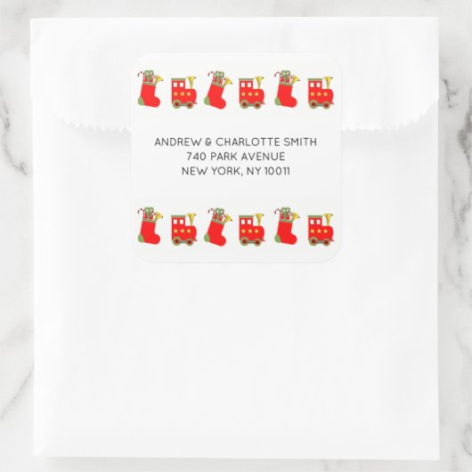 Christmas Train Vierkante Sticker (Tas)
