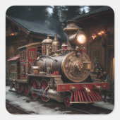 Christmas Train Vierkante Sticker (Voorkant)