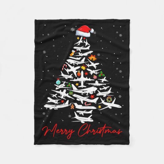 Christmas Tree Airplanes Lots Merry Christmas Men Fleece Deken (Voorkant)