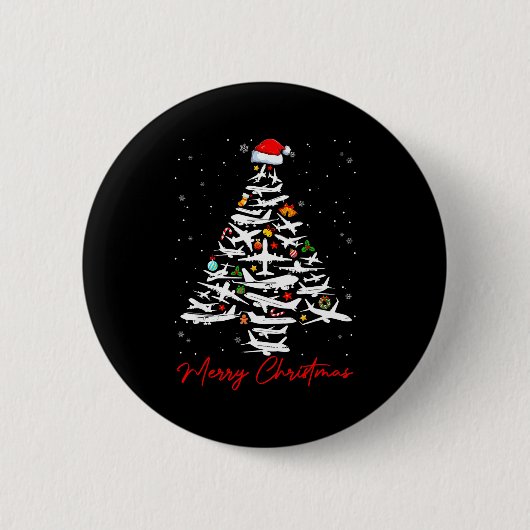 Christmas Tree Airplanes Lots Merry Christmas Men Ronde Button 5,7 Cm (Voorkant)