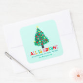 Christmas Tree "All Is Bright" Pastel Personalize Vierkante Sticker (Envelop)