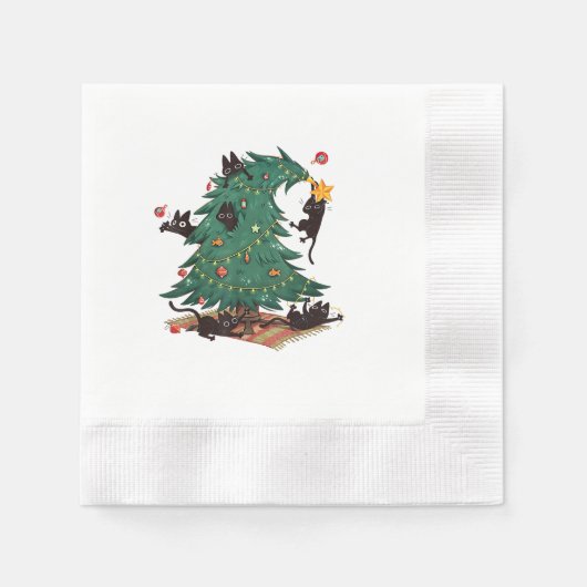 Christmas Tree and Cat Cute Christmas Cat Lover Servet (Voorkant)