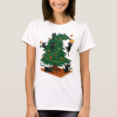 Christmas Tree And Cat T-shirt (Voorkant)