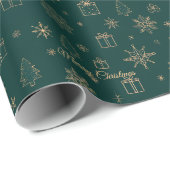 Christmas Tree And Gold Star Green Cadeaupapier (Rol Hoek)