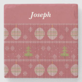 Christmas tree and ornament woven red stenen onderzetter (Voorkant)