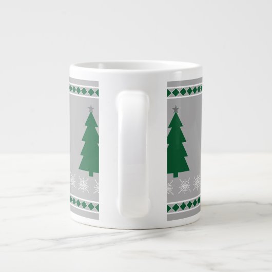 Christmas Tree and Snowflakes Pattern, Grote Koffiekop (Achterkant)