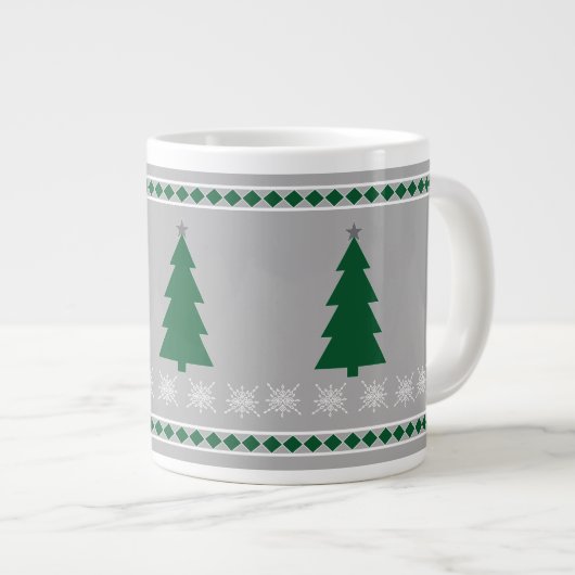 Christmas Tree and Snowflakes Pattern, Grote Koffiekop (Voorkant rechts)