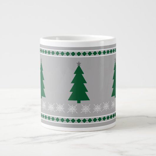 Christmas Tree and Snowflakes Pattern, Grote Koffiekop (Voorkant)