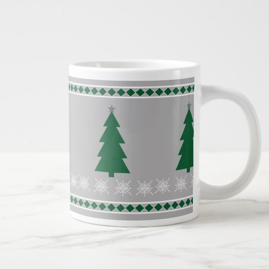 Christmas Tree and Snowflakes Pattern, Grote Koffiekop (Rechts)