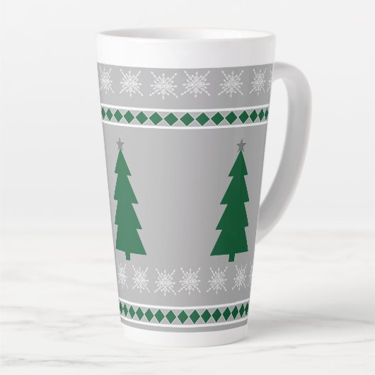 Christmas Tree and Snowflakes Pattern, Latte Mok (Rechterhoek)