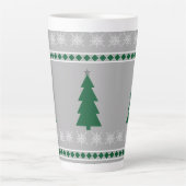 Christmas Tree and Snowflakes Pattern, Latte Mok (Voorkant)