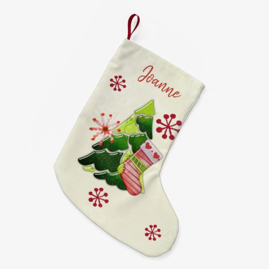 Christmas Tree and Stocking Whimsey Kleine Kerstsok (Voorkant (Hangend))
