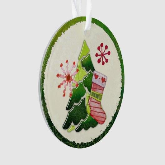 Christmas Tree and Stocking Whimsey Ornament (voorkant)