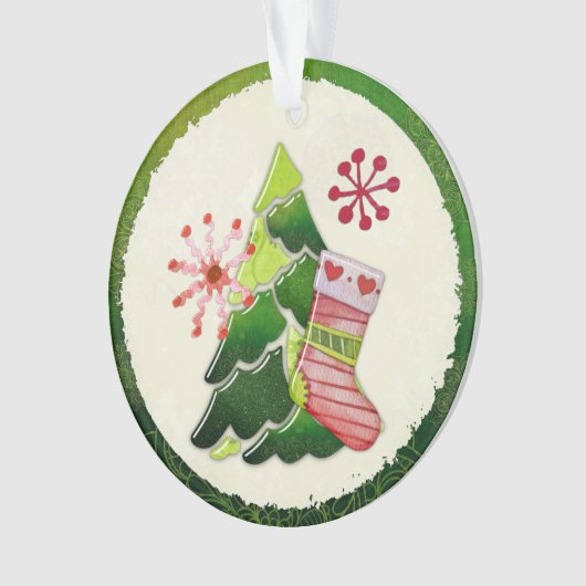 Christmas Tree and Stocking Whimsey Ornament (voorkant)