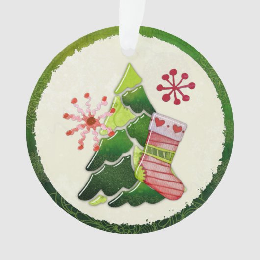 Christmas Tree and Stocking Whimsey Ornament (voorkant)