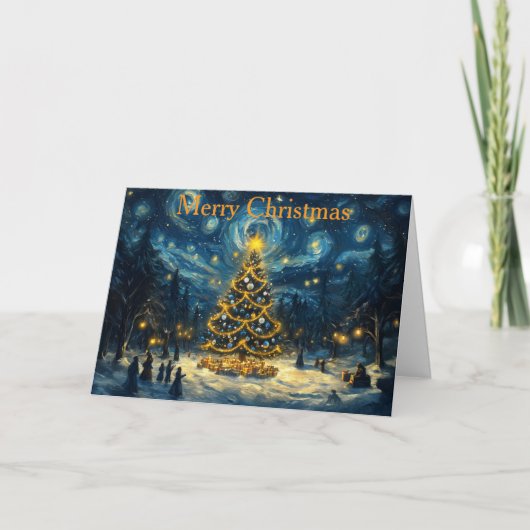 Christmas Tree at Christmas Feestdagen Kaart (Voorkant)