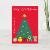 CHRISTMAS TREE BABY'S EERSTE CHRISTMAS CUSTOM FEESTDAGEN KAART (Voorkant)