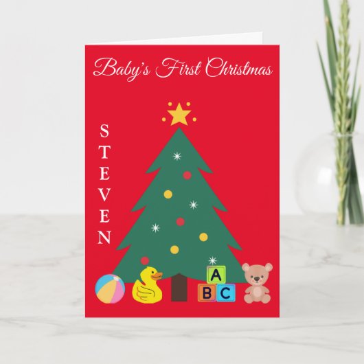 CHRISTMAS TREE BABY'S EERSTE CHRISTMAS CUSTOM FEESTDAGEN KAART (Voorkant)