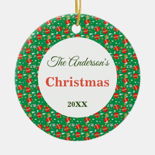 Christmas tree balls surface pattern name year  keramisch ornament (Voorkant)