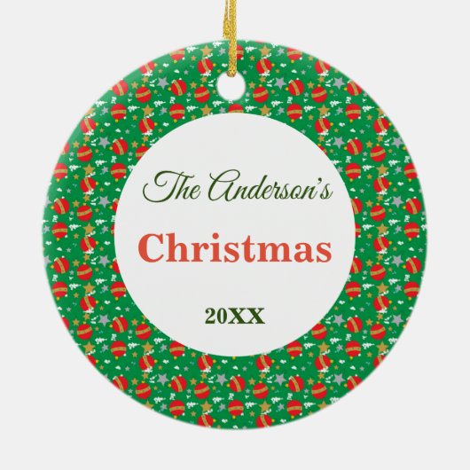 Christmas tree balls surface pattern name year  keramisch ornament (Achterkant)