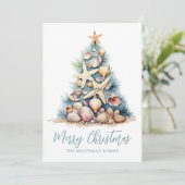 Christmas Tree Beach Feestdagenkaart (Staand voorkant)