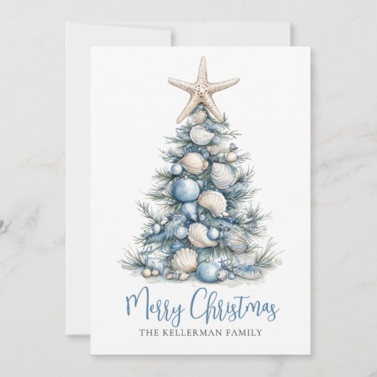 Christmas Tree Beach Feestdagenkaart (Voorkant)