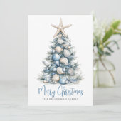 Christmas Tree Beach Feestdagenkaart (Staand voorkant)