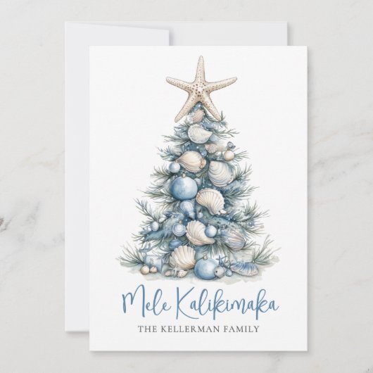Christmas Tree Beach Mele Kalikimaka Feestdagenkaart (Voorkant)