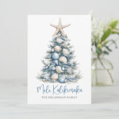 Christmas Tree Beach Mele Kalikimaka Feestdagenkaart (Staand voorkant)