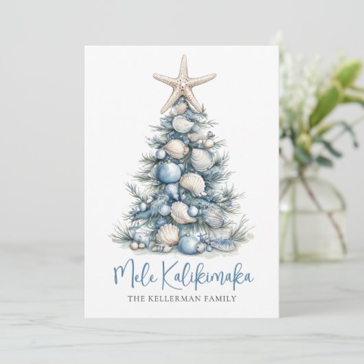 Christmas Tree Beach Mele Kalikimaka Feestdagenkaart (Staand voorkant)