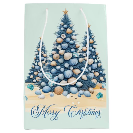 Christmas Tree Beach Merry Christmas Medium Cadeauzakje (Voorkant)