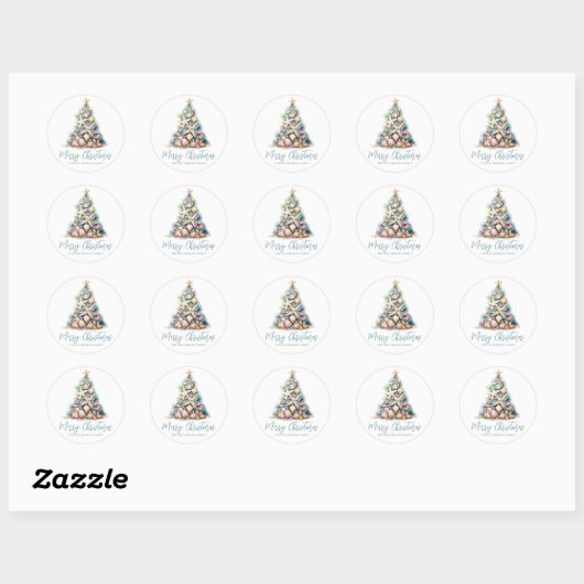 Christmas Tree Beach Ronde Sticker (Vel)