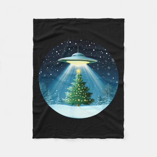 Christmas Tree Beamed By Ufo For Interstellar Holi Fleece Deken (Voorkant)