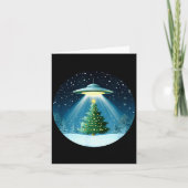 Christmas Tree Beamed By Ufo For Interstellar Holi Kaart (Voorkant)