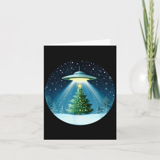 Christmas Tree Beamed By Ufo For Interstellar Holi Kaart (Voorkant)