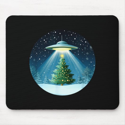 Christmas Tree Beamed By Ufo For Interstellar Holi Muismat (Voorkant)