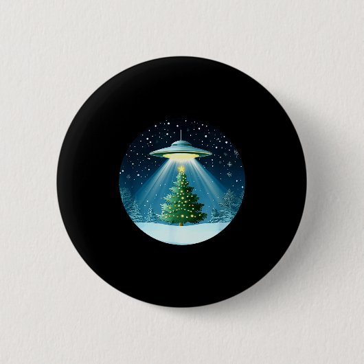 Christmas Tree Beamed By Ufo For Interstellar Holi Ronde Button 5,7 Cm (Voorkant)